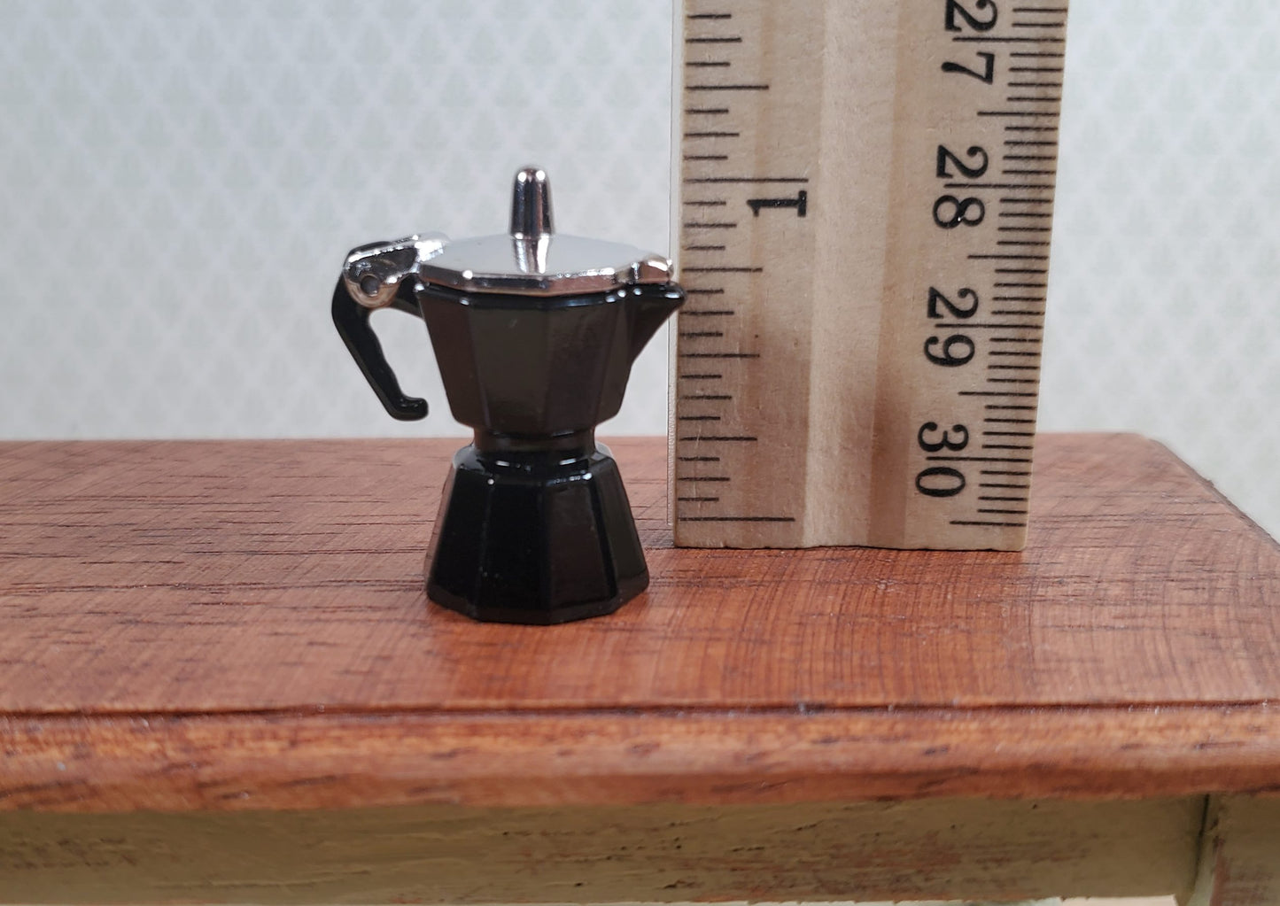 Dollhouse Moka Coffee Pot Maker Opening Top Black Metal 1:12 Scale Kitchen