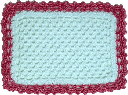 Dollhouse Hand Crocheted Baby Blanket White with Pink Trim 1:12 Scale Miniature