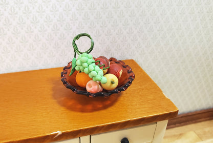 Dollhouse Large Amber Glass Round Platter 1:12 Scale Miniature Decor