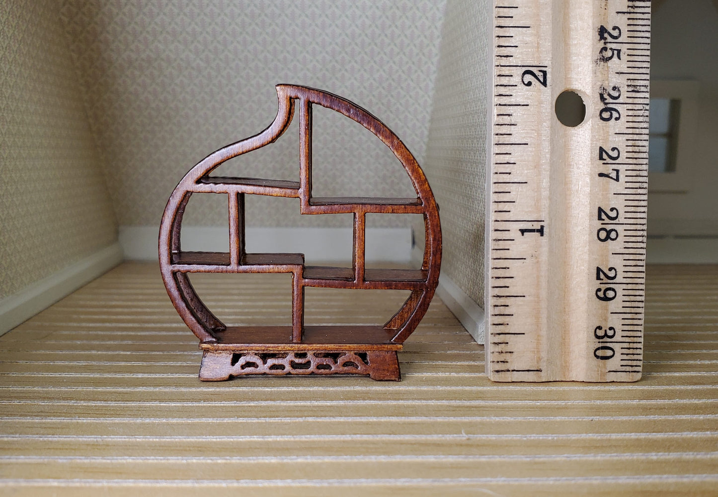 Dollhouse Curio Shelf HALF SCALE 1:24 Miniature Wood with Walnut Finish