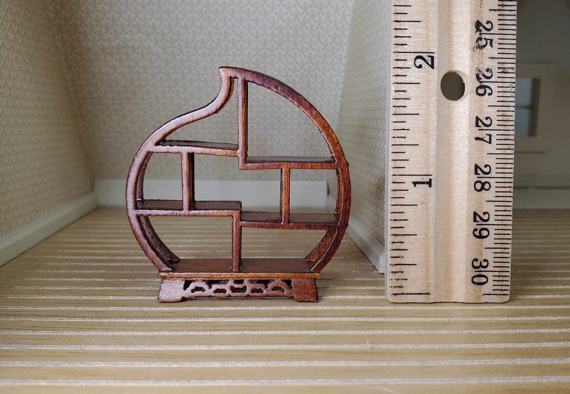 Dollhouse Curio Shelf HALF SCALE 1:24 Miniature Wood with Walnut Finish