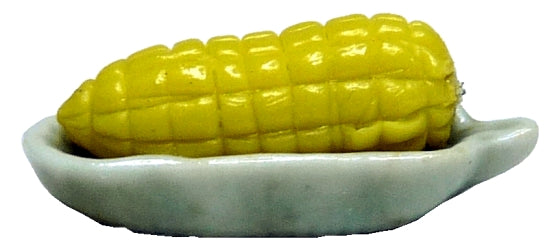 Dollhouse Corn on the Cob on a Dish 1:12 Scale Miniature Food Kitchen