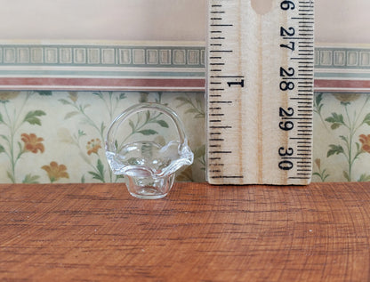 Dollhouse Glass Fluted Basket 1:12 Scale Miniature Decoration Flowers
