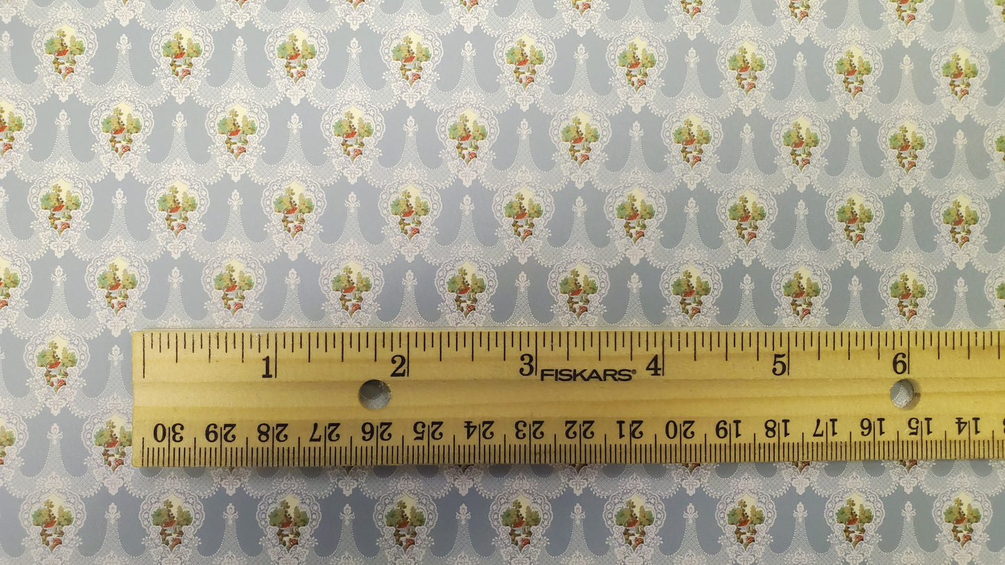 Dollhouse Wallpaper The Old Mill Blue Gray Bradbury & Bradbury 1:12 Scale