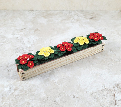 Dollhouse Red & Yellow Flowers in a 5.5" Window Box Planter 1:12 Scale Miniature