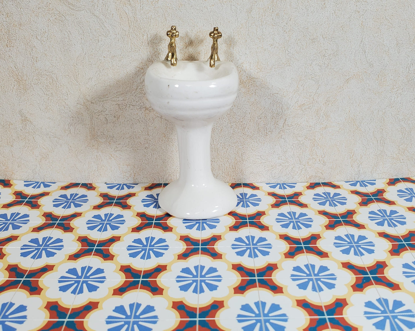 Dollhouse Tile Flooring Sheet Colorful Victorian Mosaic 1:12 Scale Miniature