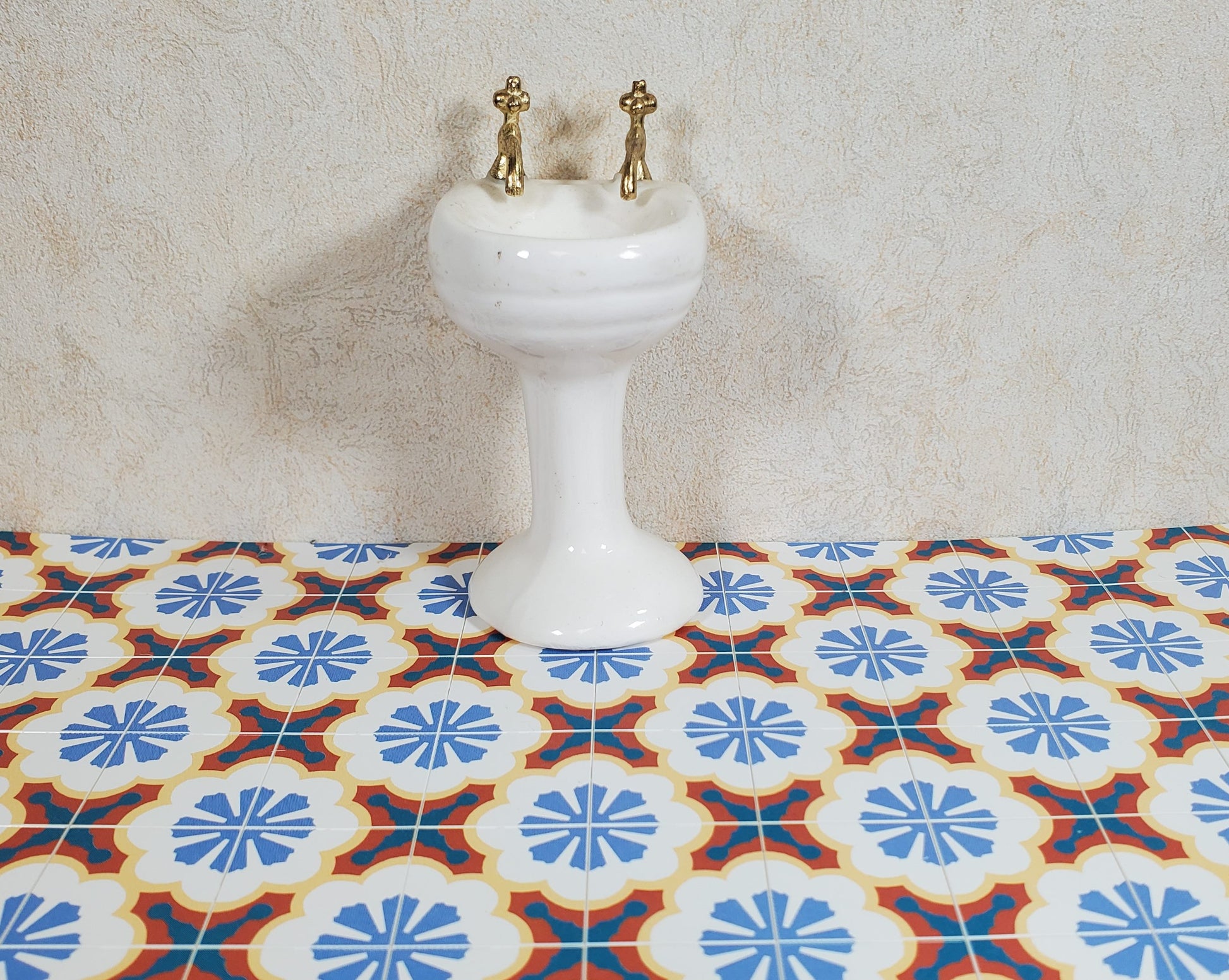 Dollhouse Tile Flooring Sheet Colorful Victorian Mosaic 1:12 Scale Miniature