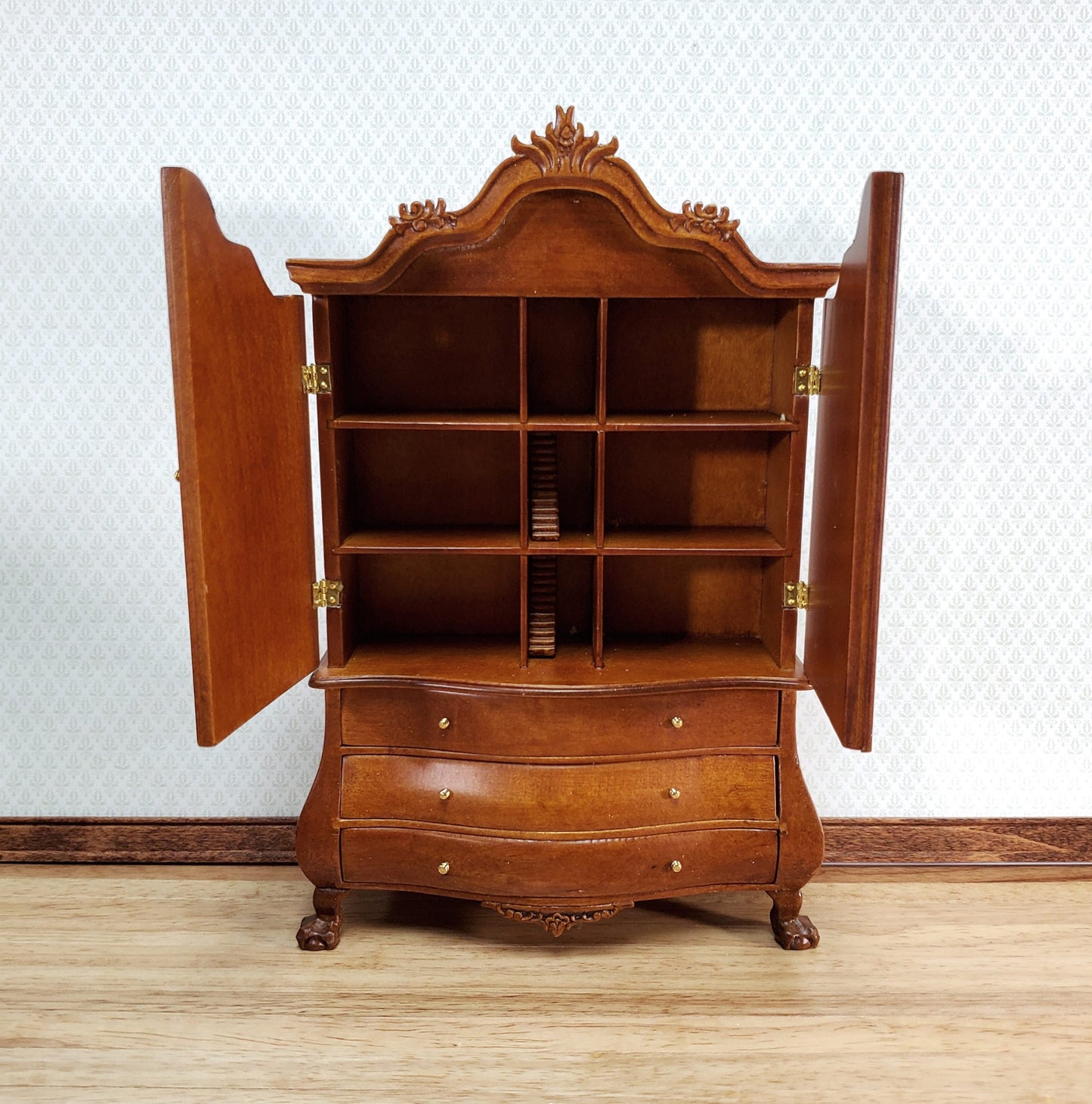 JBM Dutch Baby House Cabinet Dollhouse Large 1:12 Scale Miniature Walnut Finish