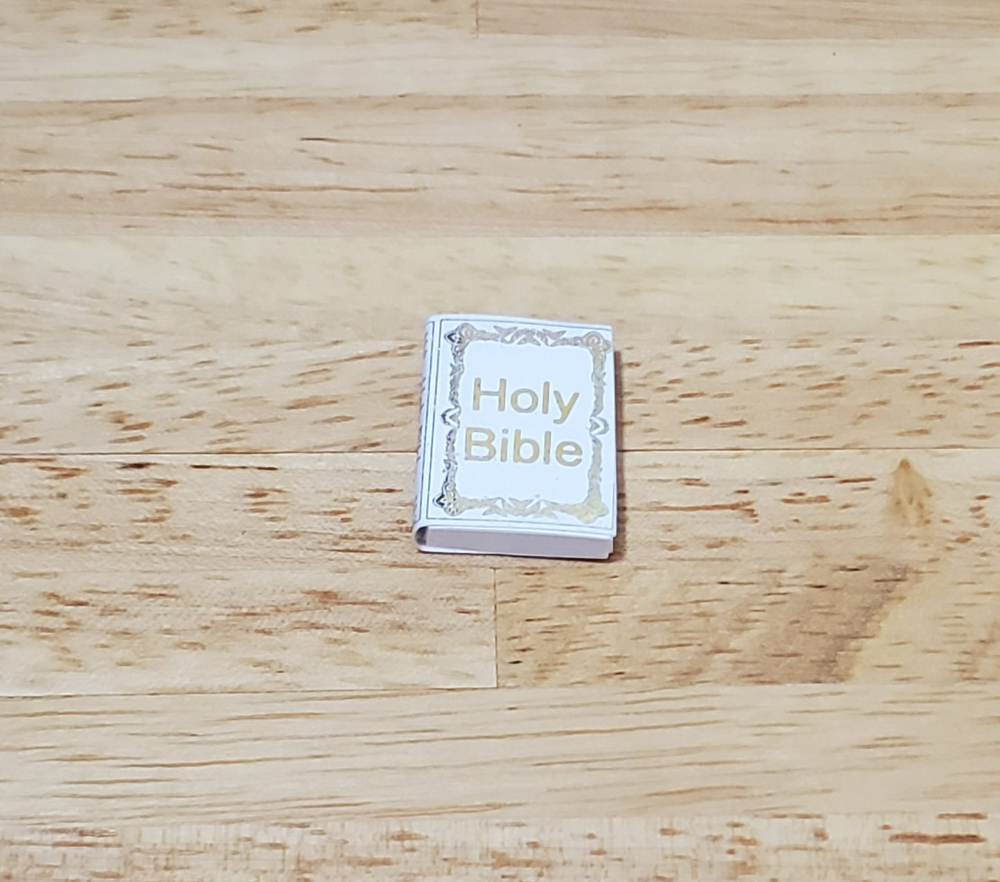 Dollhouse The Holy Bible Book White & Gold 1:12 Scale Miniature (blank inside)