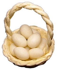 Dollhouse White Eggs in a Handbasket 1:12 Scale Miniature Food