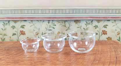 Dollhouse Clear Glass Nesting Bowls Set of 3 1:12 Scale Miniature Kitchen