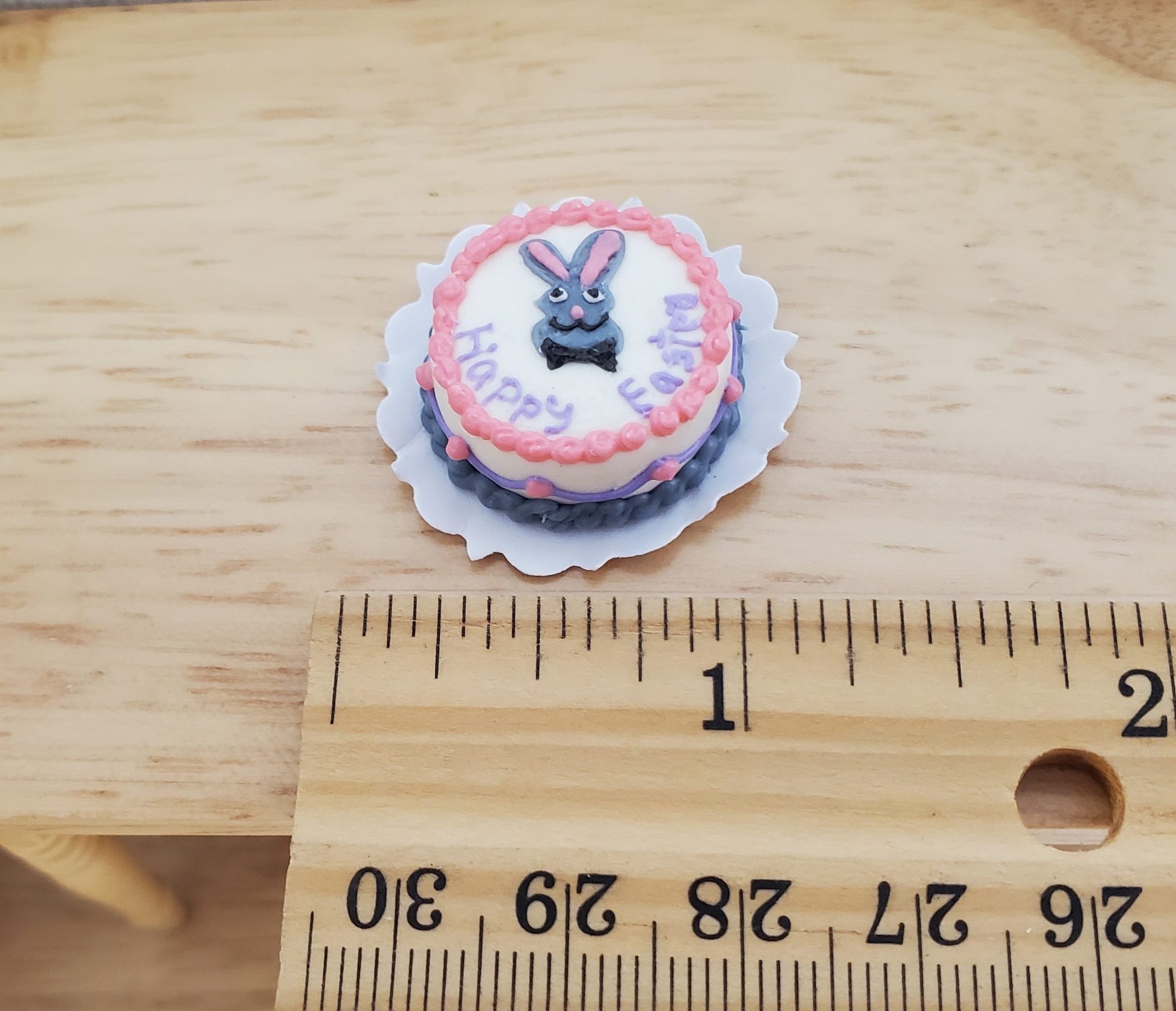 Dollhouse Happy Easter Cake with Bunny Rabbit 1:12 Scale