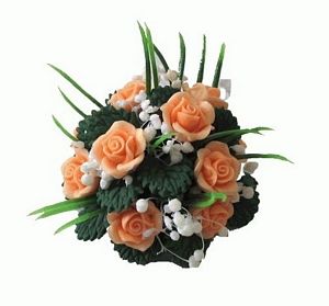 Dollhouse Apricot Roses and Dried Flowers Centerpiece 1:12 Scale Miniature