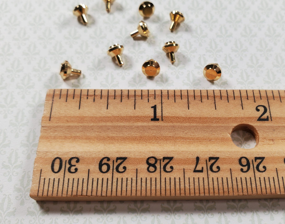 Dollhouse Tiny Gold Brass Knobs for Door or Drawer Pulls 10 pcs 1:12 Scale