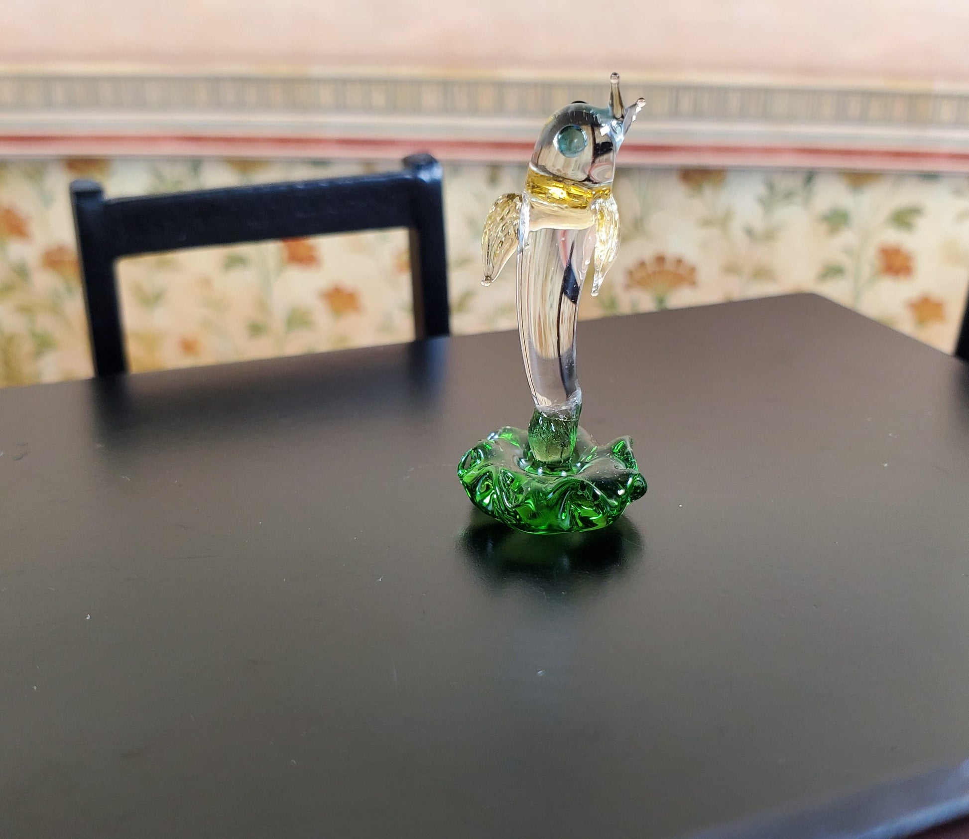 Dollhouse Miniature Glass Dolphin Centerpiece Sculpture 1:12 Scale Miniature