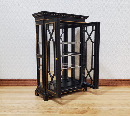 JBM Dollhouse Display Cabinet Black & Gold 1:12 Scale Miniature Furniture