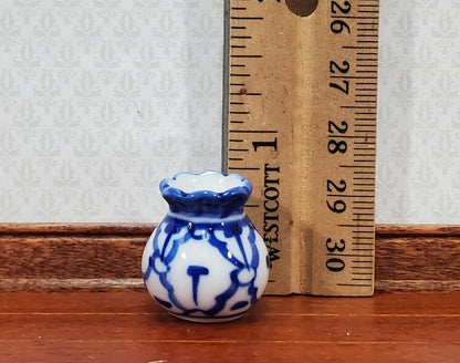 Dollhouse Blue & White Vase LARGE for Flowers Ceramic 1:12 Scale Miniature