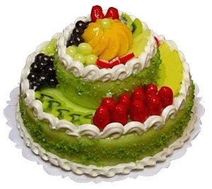 Dollhouse Extra Large 2 Tier Cake with Fruit Topping Miniature Food Prop
