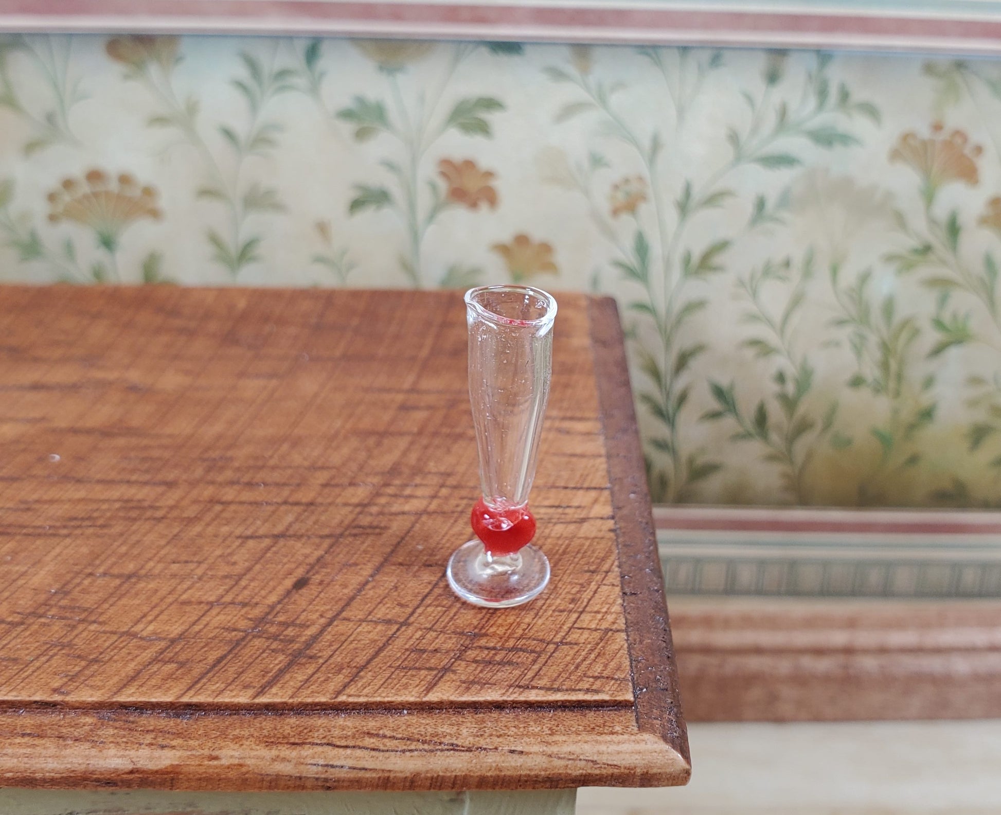 Dollhouse Glass Flute with Heart Design 1:12 Scale Miniature Kitchen Dining
