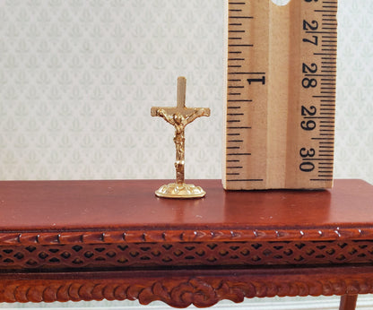 Dollhouse Crucifixion Cross Gold Religious 1:12 Scale Painted Metal