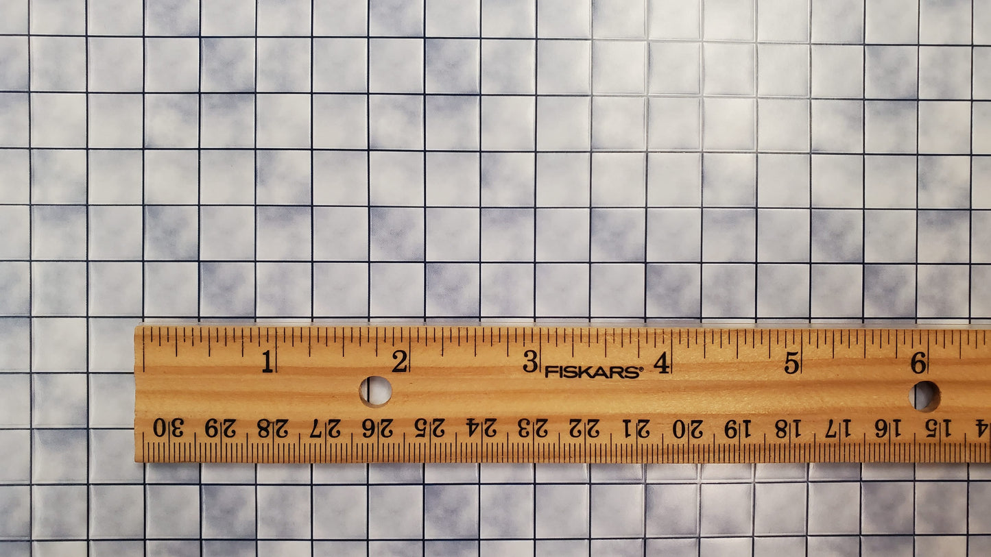 Dollhouse Blue Grey Tile Floor Lightly Embossed 1:12 Miniature Card Stock