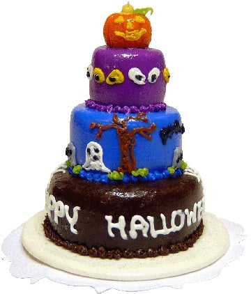 Dollhouse Happy Halloween 3 Tier Cake 1:12 Scale Miniature Dessert Food