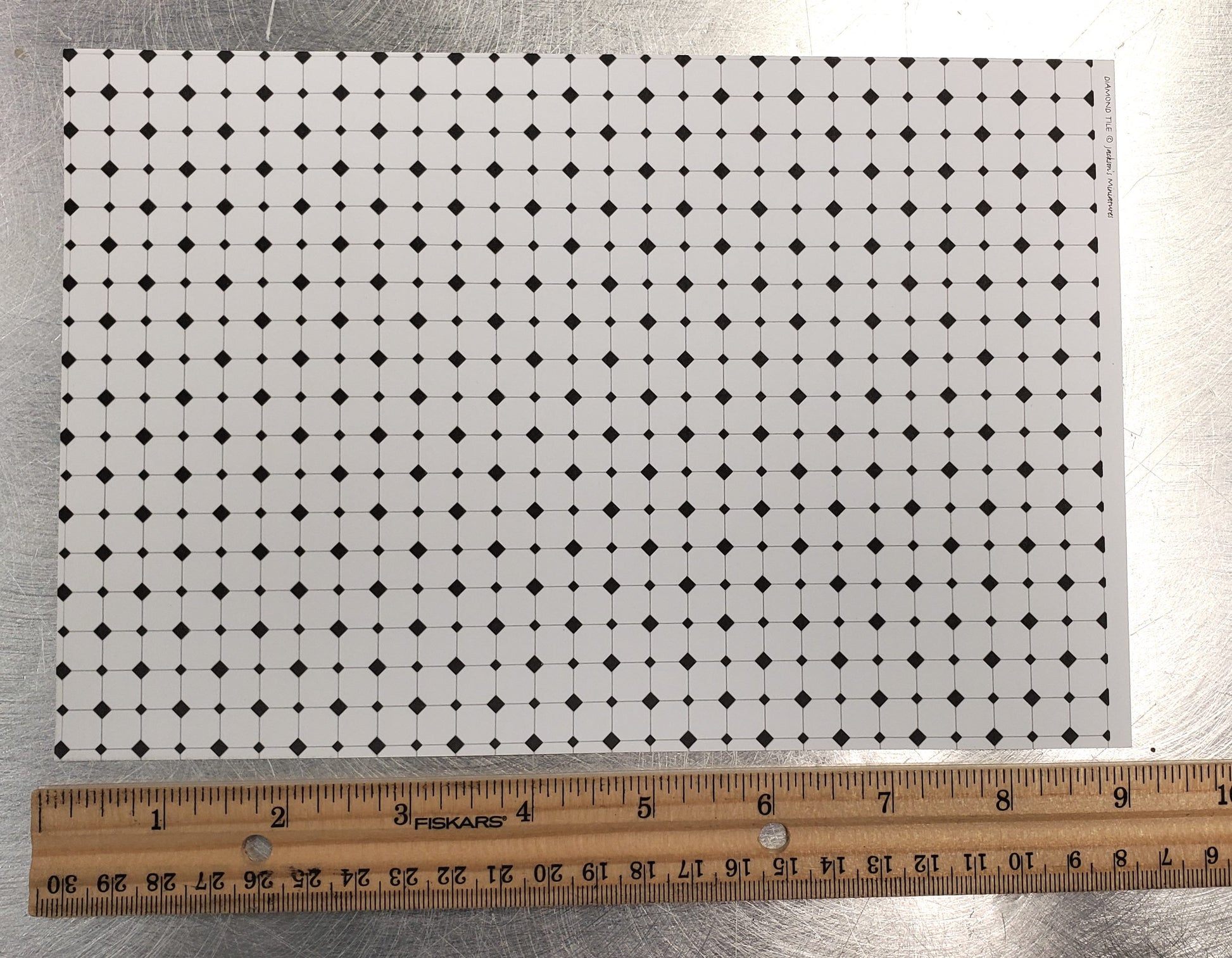 Dollhouse HALF SCALE Diamond Tile Paper Floor 3 Sheets 1:24 Miniature