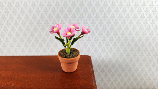 Dollhouse Potted Flowers Pink Daisies 1:12 Scale Houseplant Garden