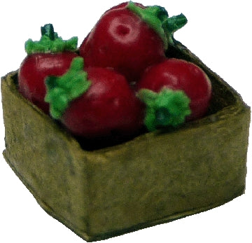 Dollhouse Red Strawberries in a Small Basket 1:12 Scale Miniature Food Kitchen