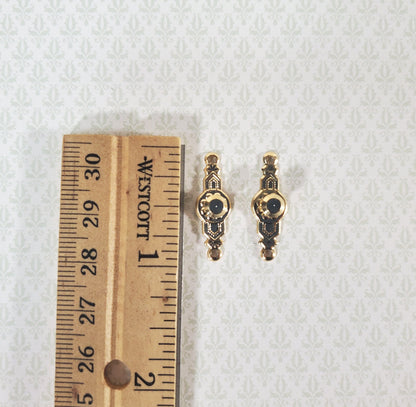 Dollhouse Doorknobs Handles Fancy Gold 1 Set 1:12 Scale Miniatures