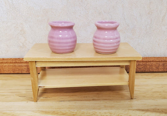 Dollhouse Vases Pink Ceramic Wide Mouth Set of 2 Pot Planter 1:12 Scale
