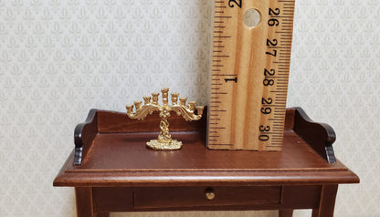 Dollhouse Hanukkah Menorah Judaica Candelabra Fancy Gold 1:12 Scale Miniature