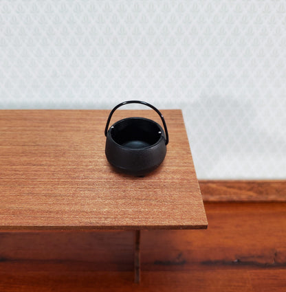 Miniature Black Pot with Handle Metal Black "Cast Iron" Look 1:12 Scale Dollhouse