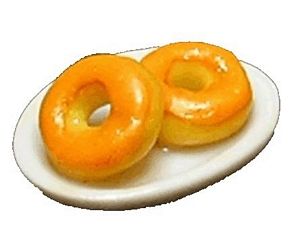 Dollhouse Orange Donuts on Plate 1:12 Scale Miniature Food Bakery Kitchen