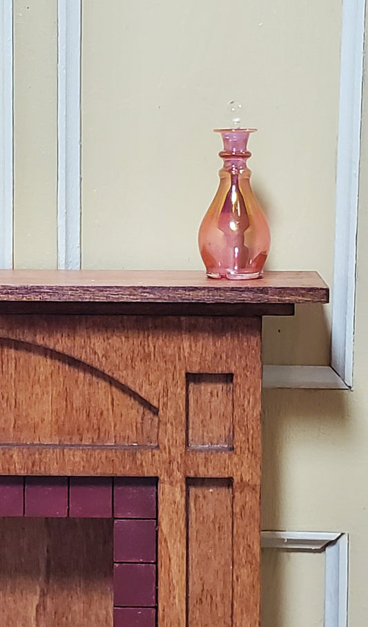 Dollhouse Miniature Decanter Ribbed Cranberry Glass with Stopper 1:12 Scale Hand Blown