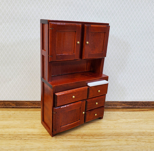 Dollhouse Kitchen Cabinet w/ Cutting Board 1:12 Scale Miniature Furniture Mahogany Finish