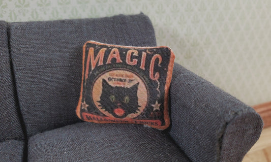 Dollhouse Halloween Black Cat Magic Pillow Handmade 1:12 Scale Miniature