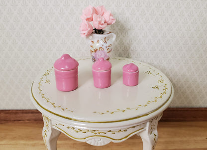 Dollhouse Pink Canister Set with Removable 1:12 Scale Kitchen Miniatures