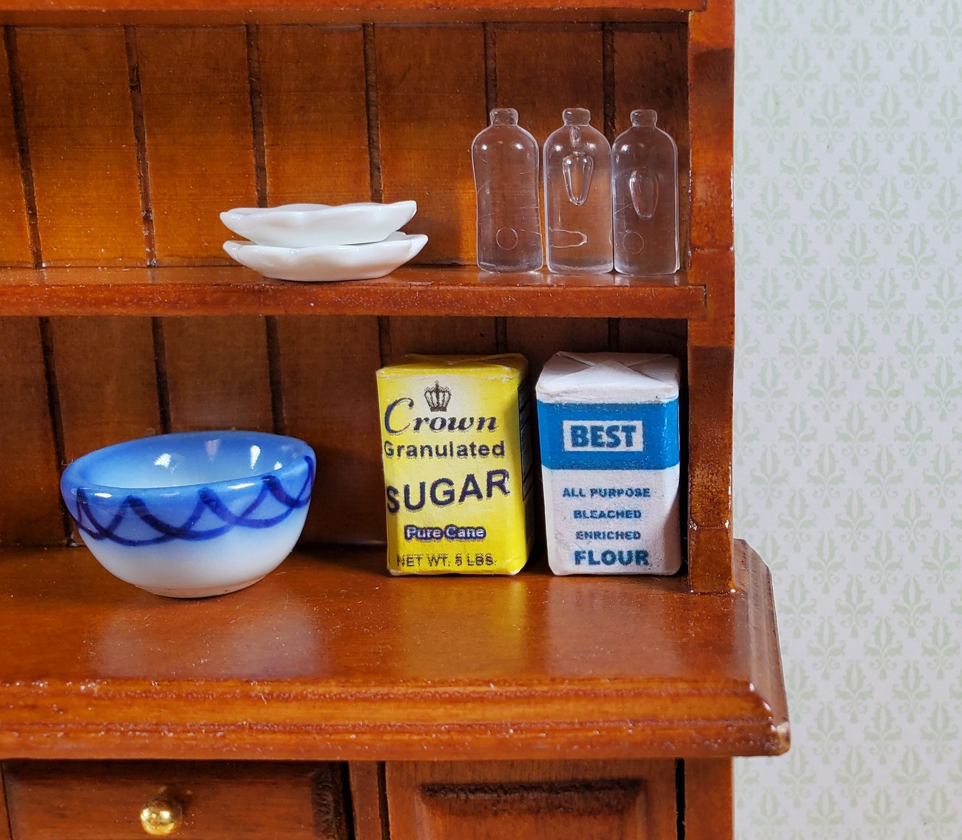 Miniature Clear Bottles Tonic Vinegar 3 Pieces Blanks 1:12 Scale Dollhouse