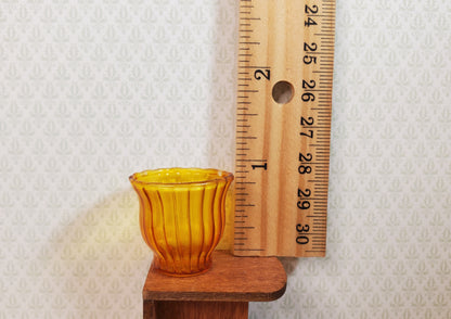 Dollhouse Glass Ribbed Flared Bowl Amber Color 1:12 Scale Miniature Decor