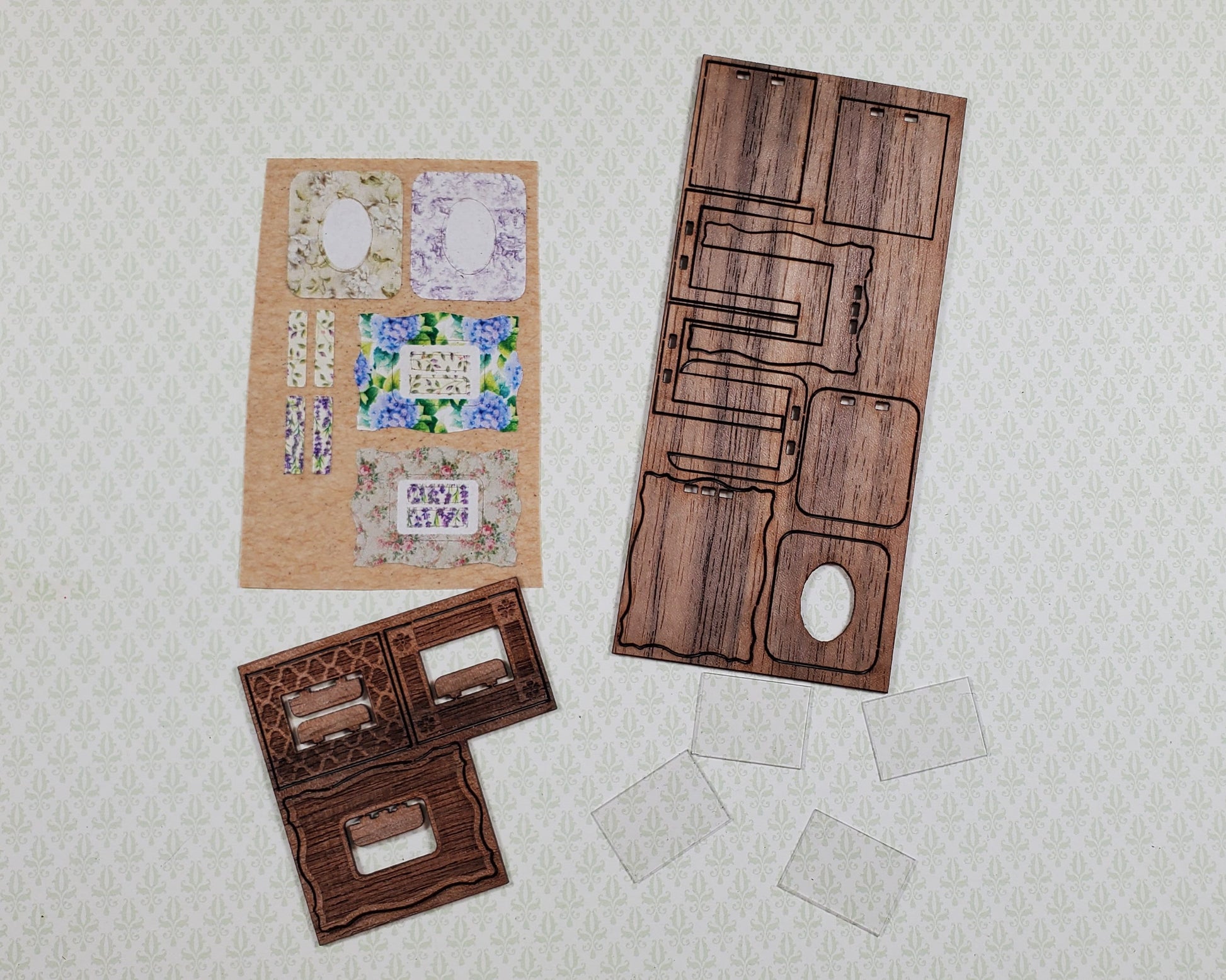 Dollhouse Picture Frame Kit B DIY 1:12 Scale Miniature Cut from Walnut