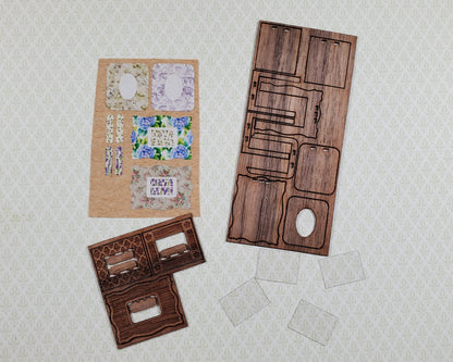 Dollhouse Picture Frame Kit B DIY 1:12 Scale Miniature Cut from Walnut