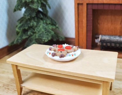 Dollhouse Miniature Reindeer Cookies on a Ceramic Plate 1:12 Scale Christmas