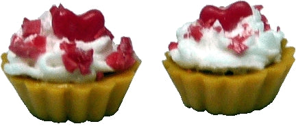 Dollhouse Sweetheart Cupcakes Set of 2 1:12 Scale Miniature Food