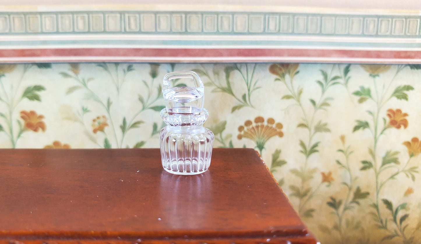Dollhouse Ribbed Glass Jar with Lid 1:12 Scale Miniature Decoration Flowers