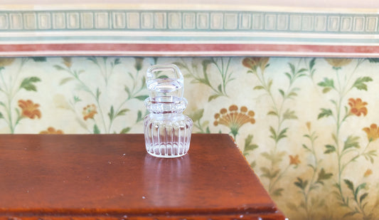 Dollhouse Ribbed Glass Jar with Lid 1:12 Scale Miniature Decoration Flowers