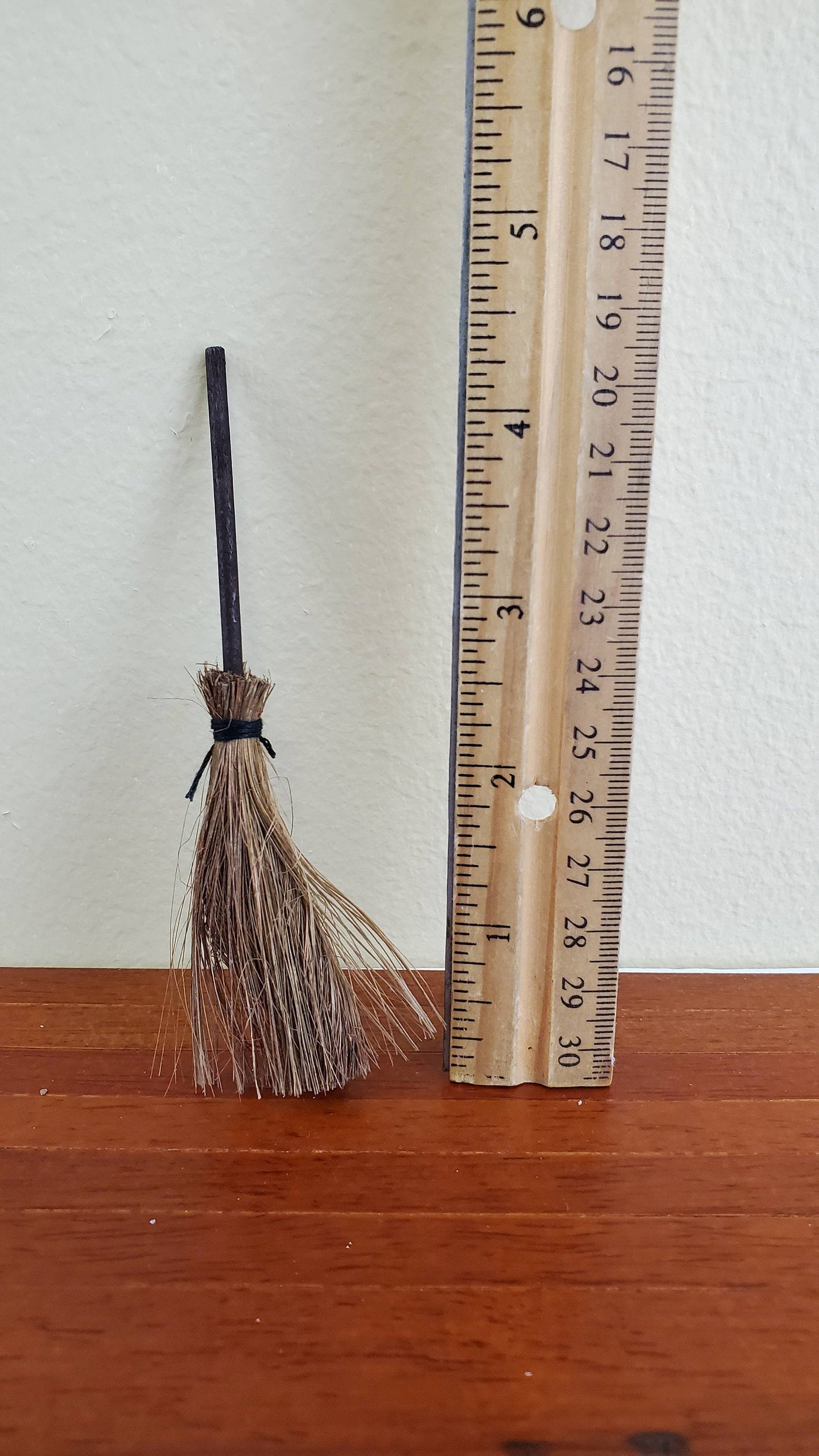 Dollhouse Miniature Broom Primitive Straw Style or Witch's Broom 1:12 Scale