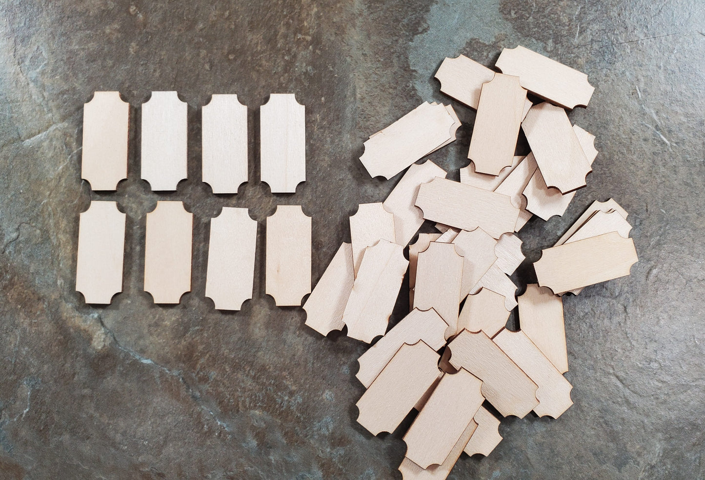 Wood Cut Outs 40 Small pieces Basswood 1/16" thick Blanks Tiles DIY Crafts