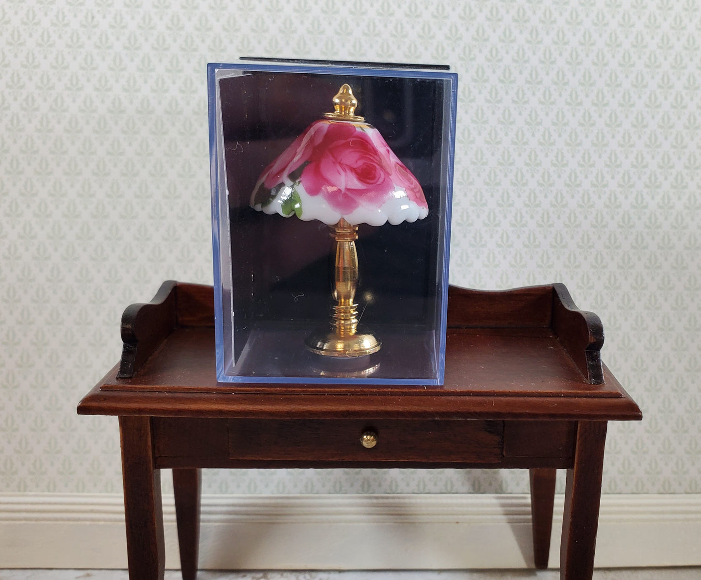 Dollhouse Miniature Lamp Non-Working Rose Pattern Reutter Porcelain 1:12 Scale