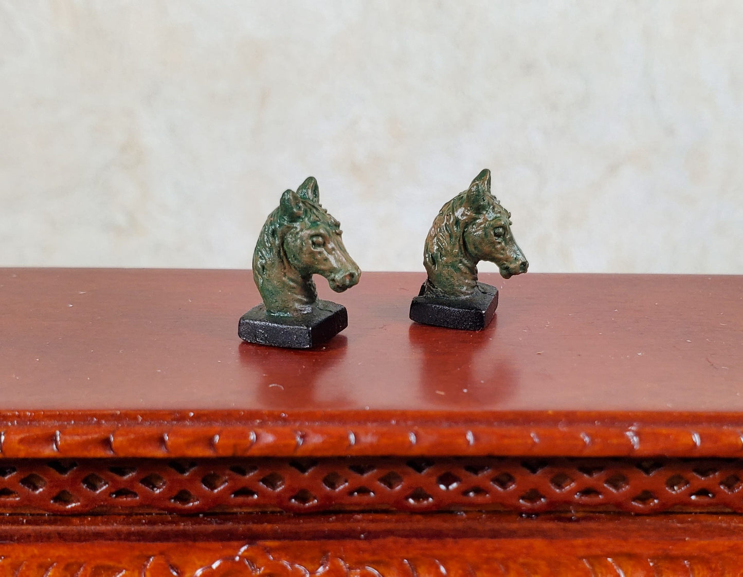 Dollhouse Bronze Horse Head Bookends Small 1:12 Scale by Falcon Miniatures